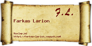 Farkas Larion névjegykártya